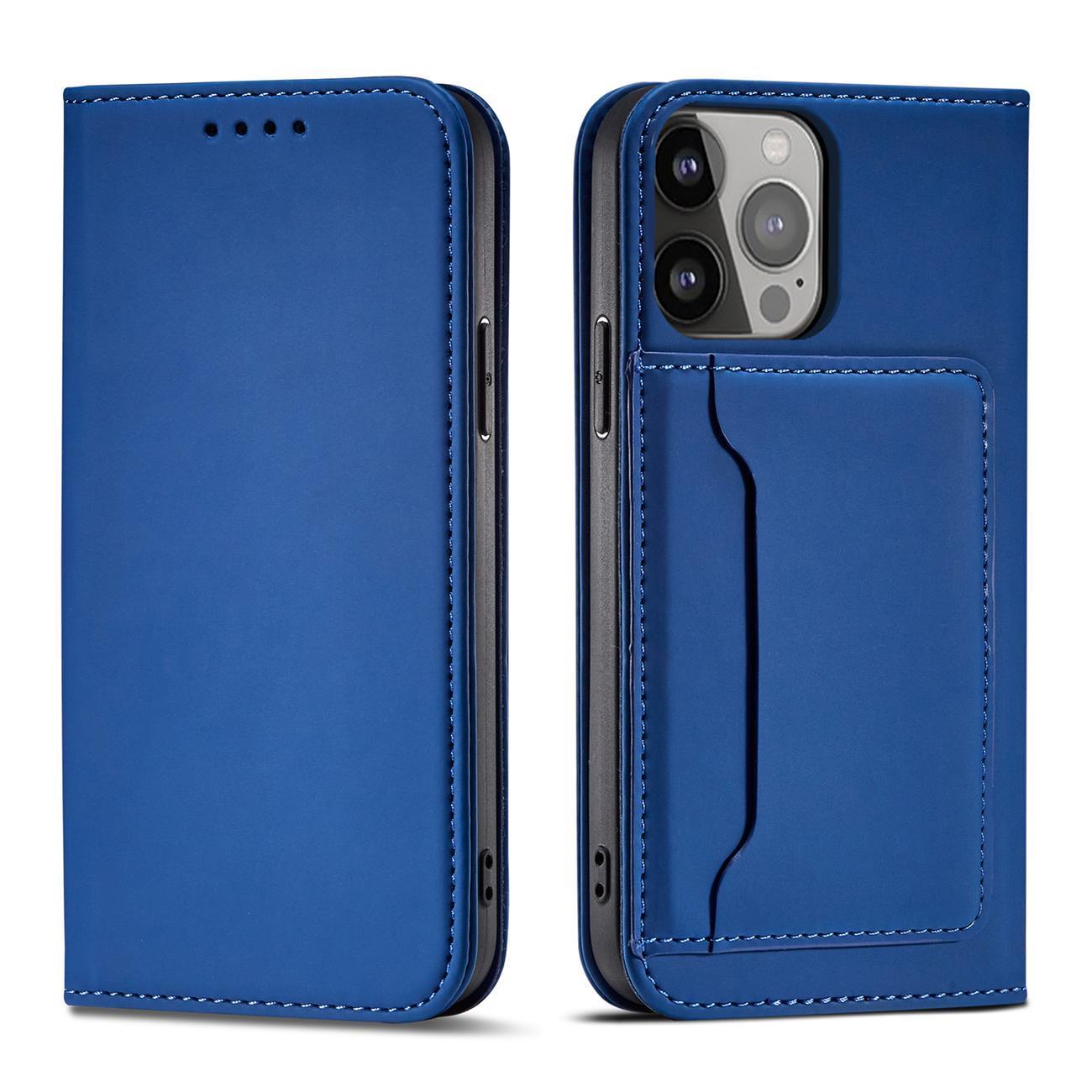 Magnet Card Suojakuori Samsung Galaxy S23+:lle - läppäkuori lompakko jalusta sininen