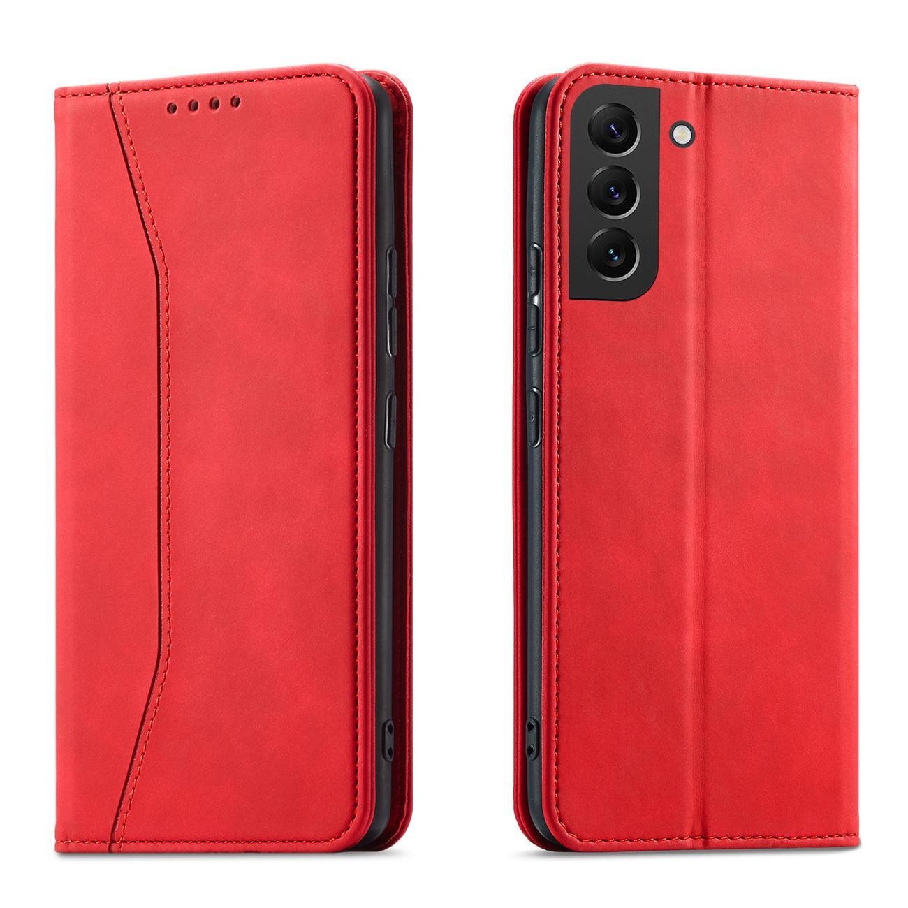 Magnet Fancy Suojakuori Samsung Galaxy S23+:lle lompakkokotelo jalustalla punainen