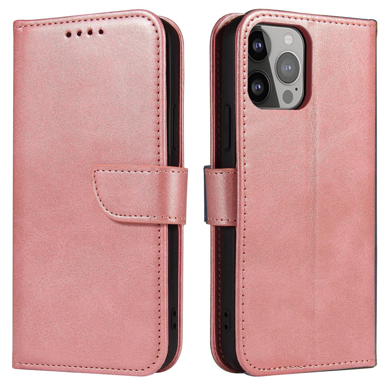 Magnet Suojakuori Samsung Galaxy S23:lle lompakkokotelo jalustalla vaaleanpunainen