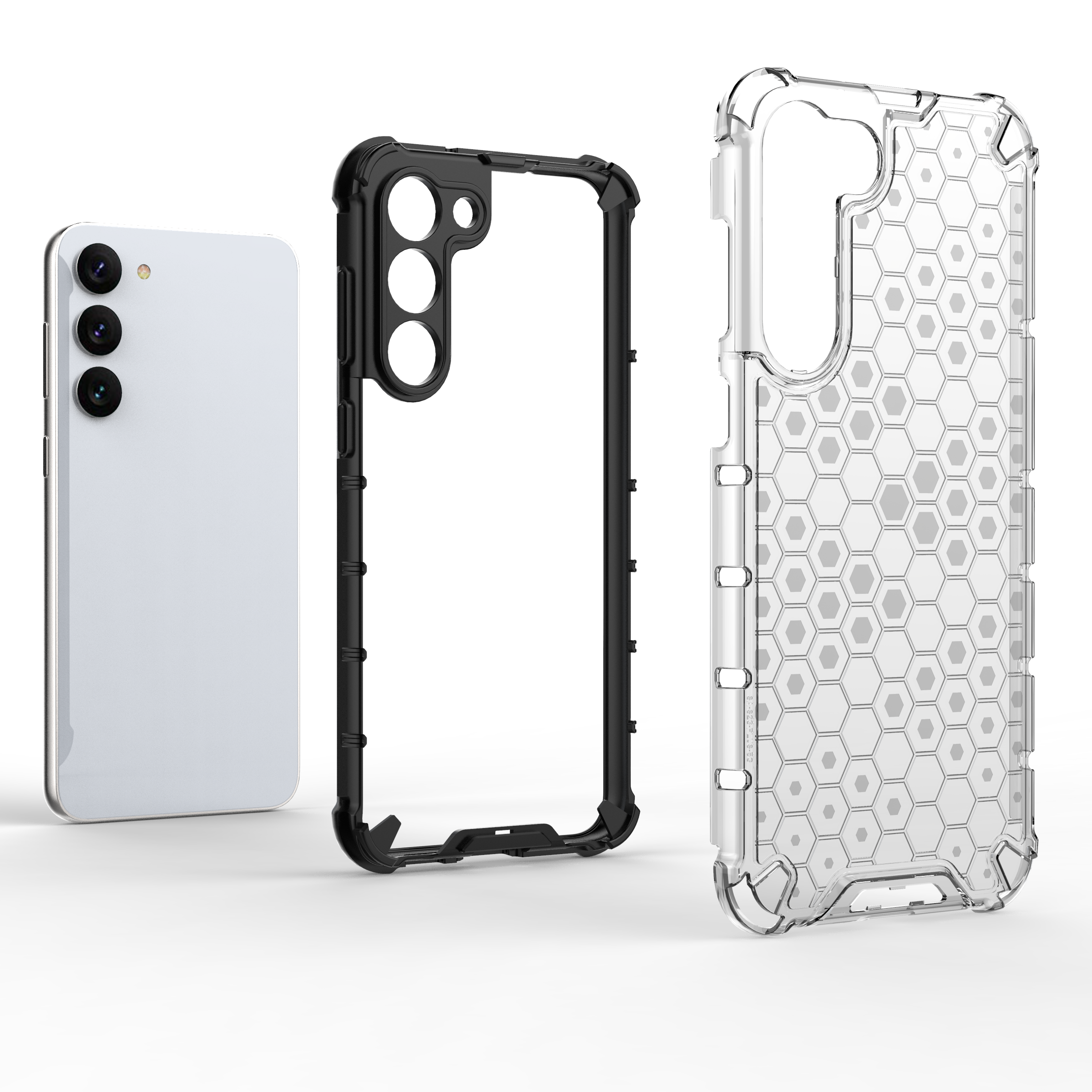 Honeycomb Suojakuori Samsung Galaxy S23+:lle panssaroitu hybridikotelo läpinäkyvä