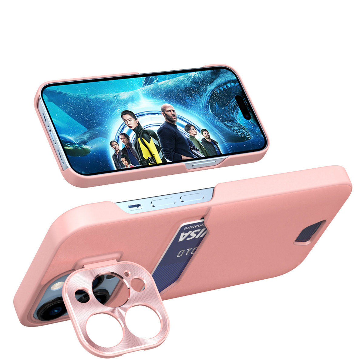 Nahkainen lompakkosuojakuori jalustalla Samsung Galaxy S23:lle vaaleanpunainen
