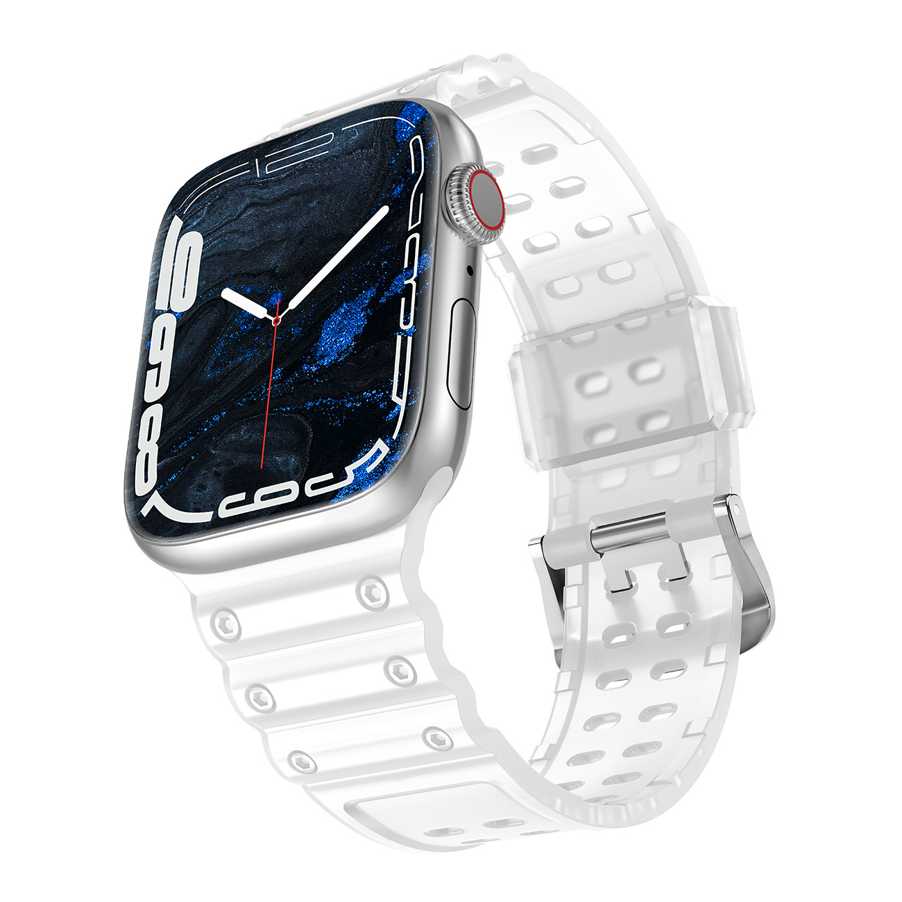 Triple Protection Hihna Apple Watch 38 / 40 / 41 mm ranneke - läpinäkyvä
