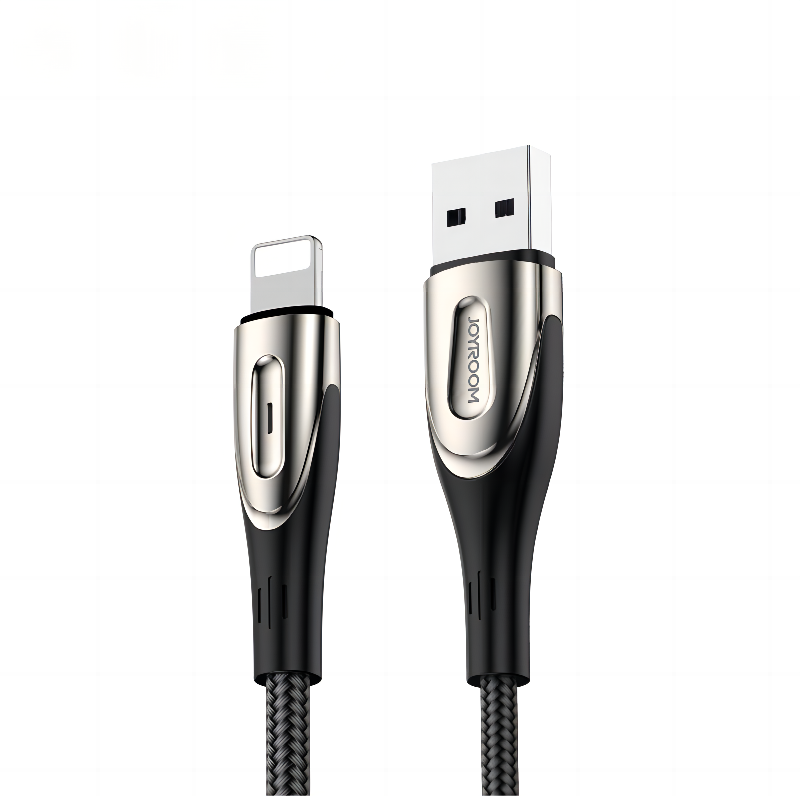 Joyroom Sharp Series S-M411 USB-A / Lightning 3A kaapeli 1.2m latausilmaisimella - musta