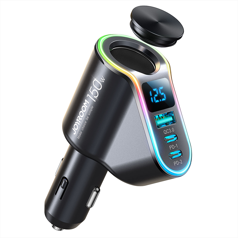 Joyroom Fast Car Charger 4in1 USB-A QC3.0 / 2xUSB-C PD 150W Black (JR-CL21)