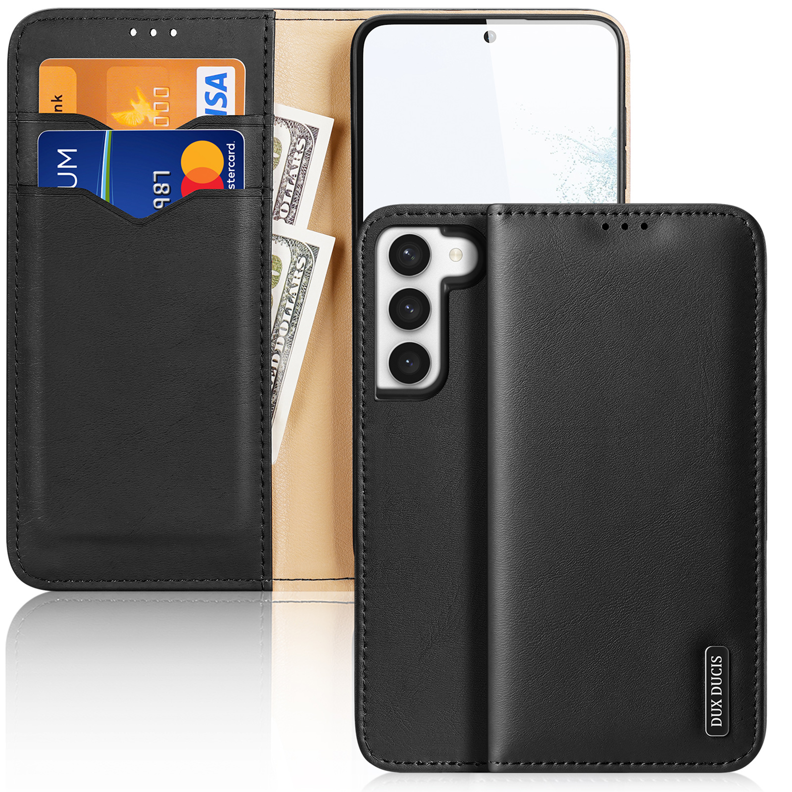 Dux Ducis Hivo Suojakuori Samsung Galaxy S23+ läppäkotelo lompakko jalusta RFID-esto musta