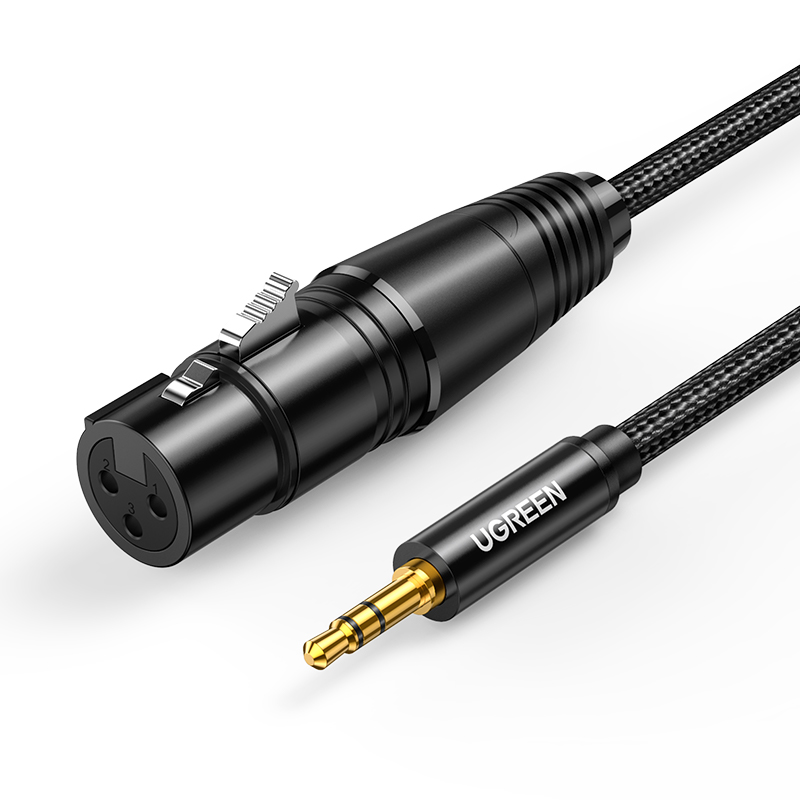 Ugreen audiokaapeli 3,5mm minijack (uros) - XLR (naaras) 1m musta (AV182)