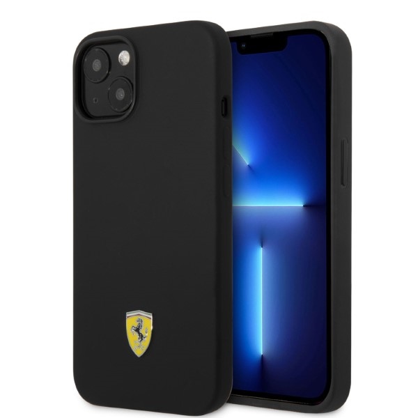 Ferrari FEHMSIP14SBK iPhone 14 6.1" musta/musta kova Silikoninen Metal Logo Suojakuori Magsafe
