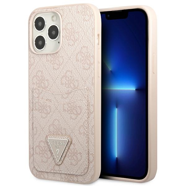 Guess 4G Triangle Logo Cardslot Suojakuori iPhone 13 Pro / 13:lle - vaaleanpunainen