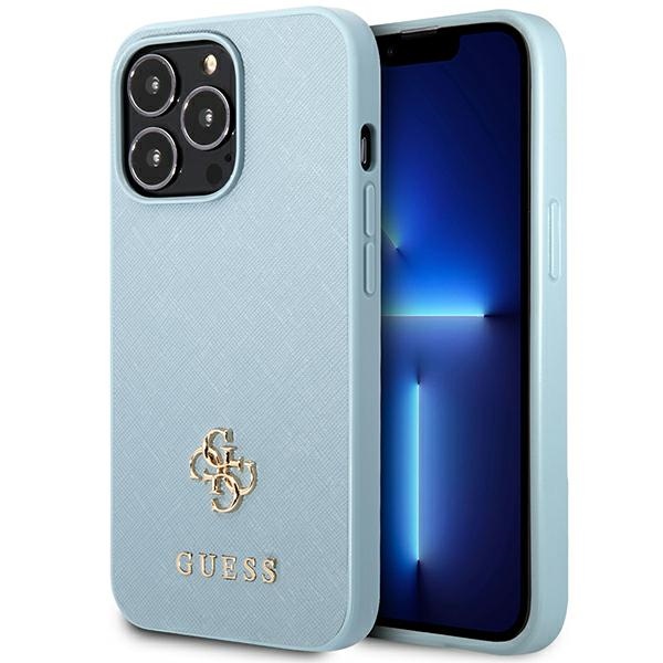 Guess Saffiano 4G Small Metal Logo Suojakuori iPhone 13 Pro / 13:lle - sininen