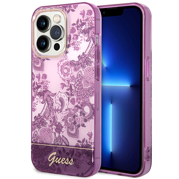 Guess Porcelain Collection Suojakuori iPhone 14 Pro Max:lle - fuksia