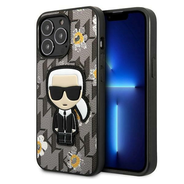 Karl Lagerfeld Flower Ikonik Karl suojakuori iPhone 13 Pro:lle / iPhone 13:lle - harmaa
