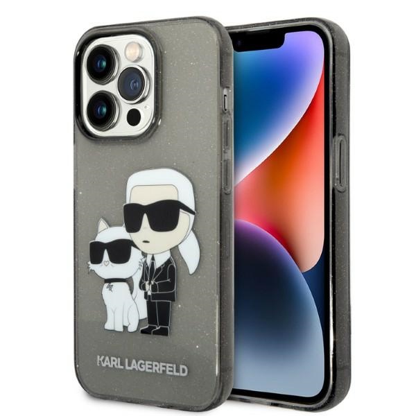 Karl Lagerfeld Glitter Karl&Choupette suojakuori iPhone 14 Pro:lle - musta