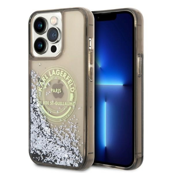 Karl Lagerfeld Liquid Glitter RSG suojakuori iPhone 14 Pro Max:lle - musta