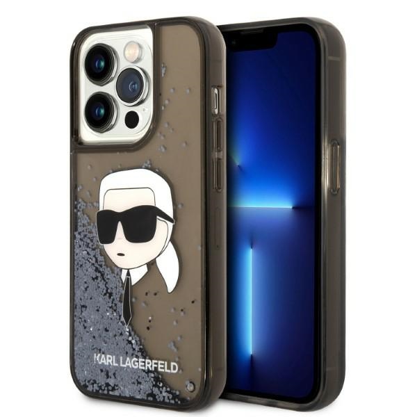 Karl Lagerfeld Glitter Karl's Head suojakuori iPhone 14 Pro Max:lle - musta