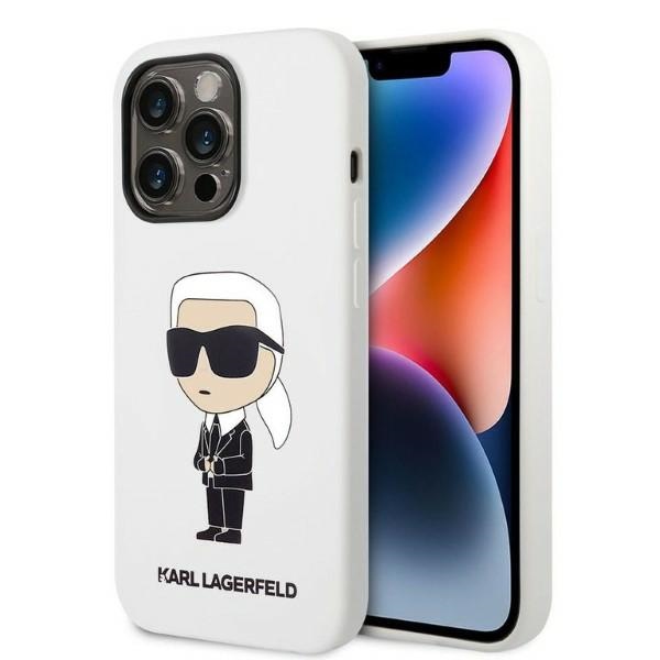 Karl Lagerfeld Silicone Ikonik suojakuori iPhone 14 Pro Max:lle - valkoinen