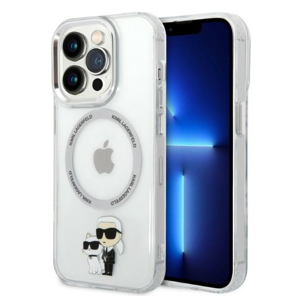 Karl Lagerfeld Iconic Karl&Choupette MagSafe suojakuori iPhone 14 Pro:lle - läpinäkyvä