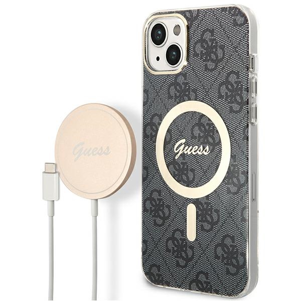 Guess GUBPP14MH4EACSK 4G Print MagSafe suojakuori- ja laturisarja iPhone 14 Plus 6.7" -puhelimelle, musta
