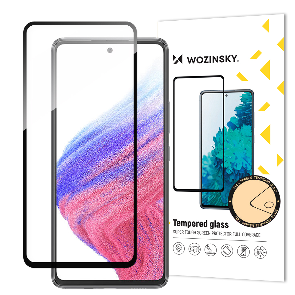Wozinsky Full Glue karkaistu lasi Samsung Galaxy A54 5G 9H koko näytön karkaistu lasi mustalla kehyksellä