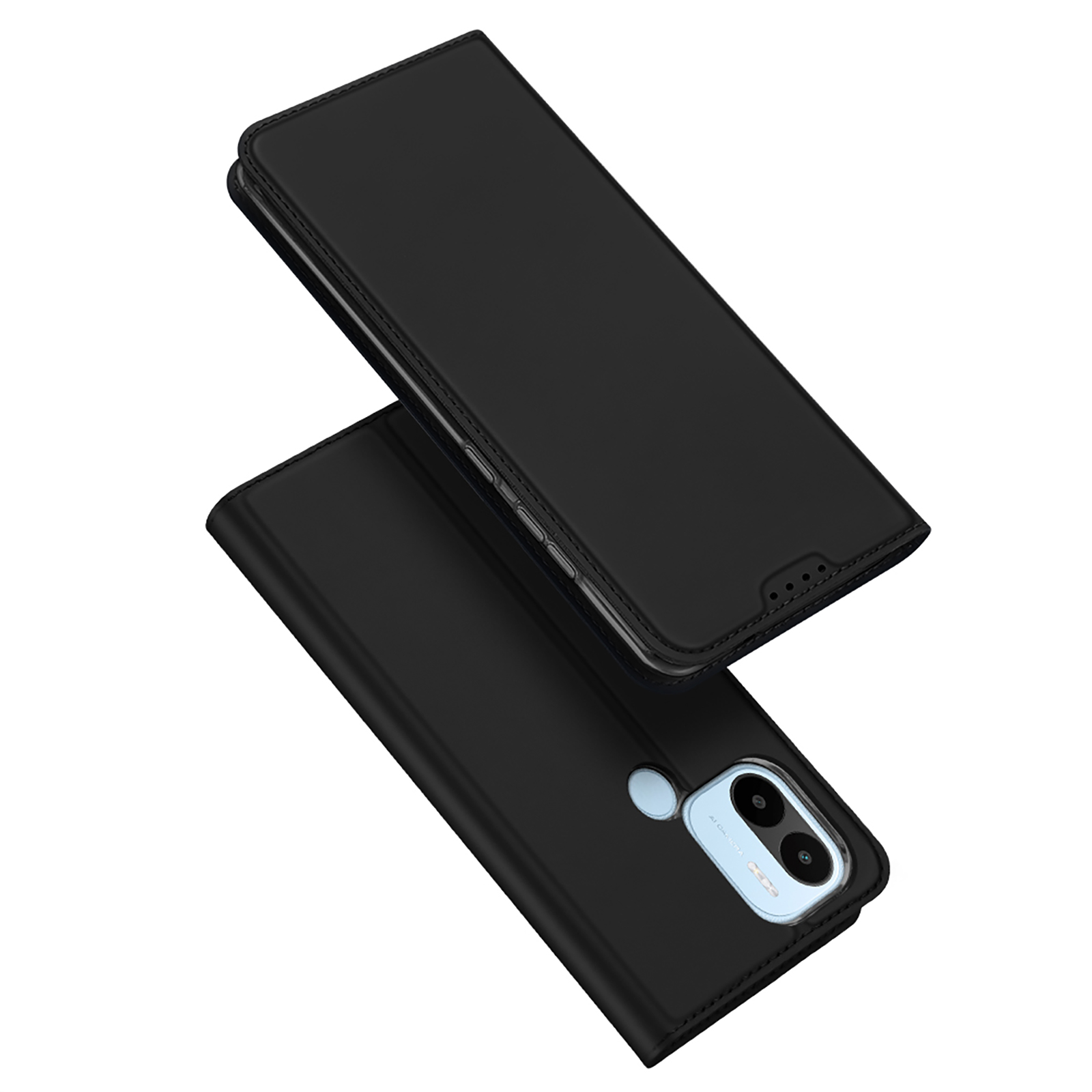 Dux Ducis Skin Pro suojakuori Xiaomi Redmi A1+:lle läppäsuojus korttilokerolla lompakko jalusta musta