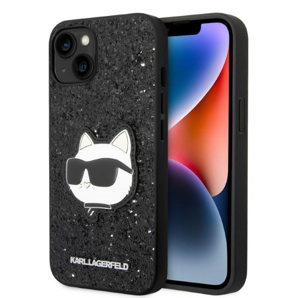 Karl Lagerfeld KLHCP14MG2CPK iPhone 14 Plus 6.7" musta/musta kovakuori Glitter Choupette Patch