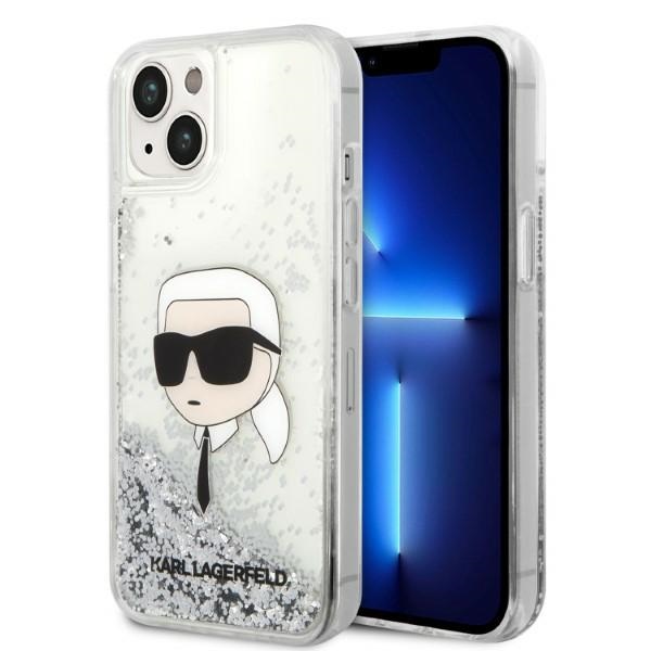 Karl Lagerfeld KLHCP14MLNKHCH iPhone 14 Plus 6.7" hopeinen/hopeinen kovakuori Glitter Karl Head