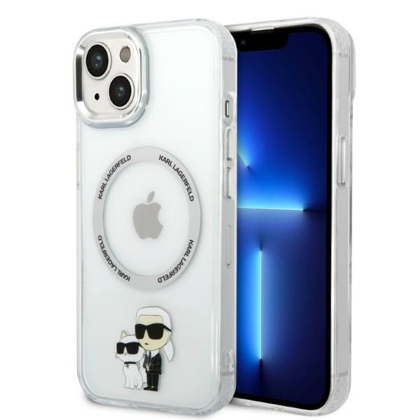 Karl Lagerfeld suojakuori iPhone 14 Plus 6.7":lle KLHMP14MHNKCIT läpinäkyvä kovakuori MagSafe IML NFT Karl&Choupette