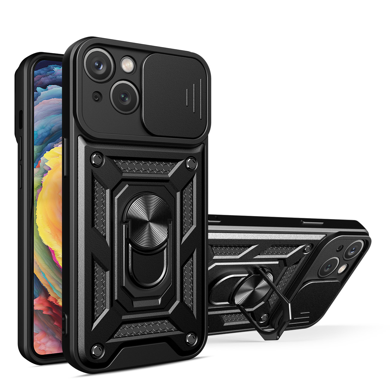 Hybrid Armor Camshield suojakuori Motorola Moto G62 5G:lle panssaroitu kuori kameransuojalla musta