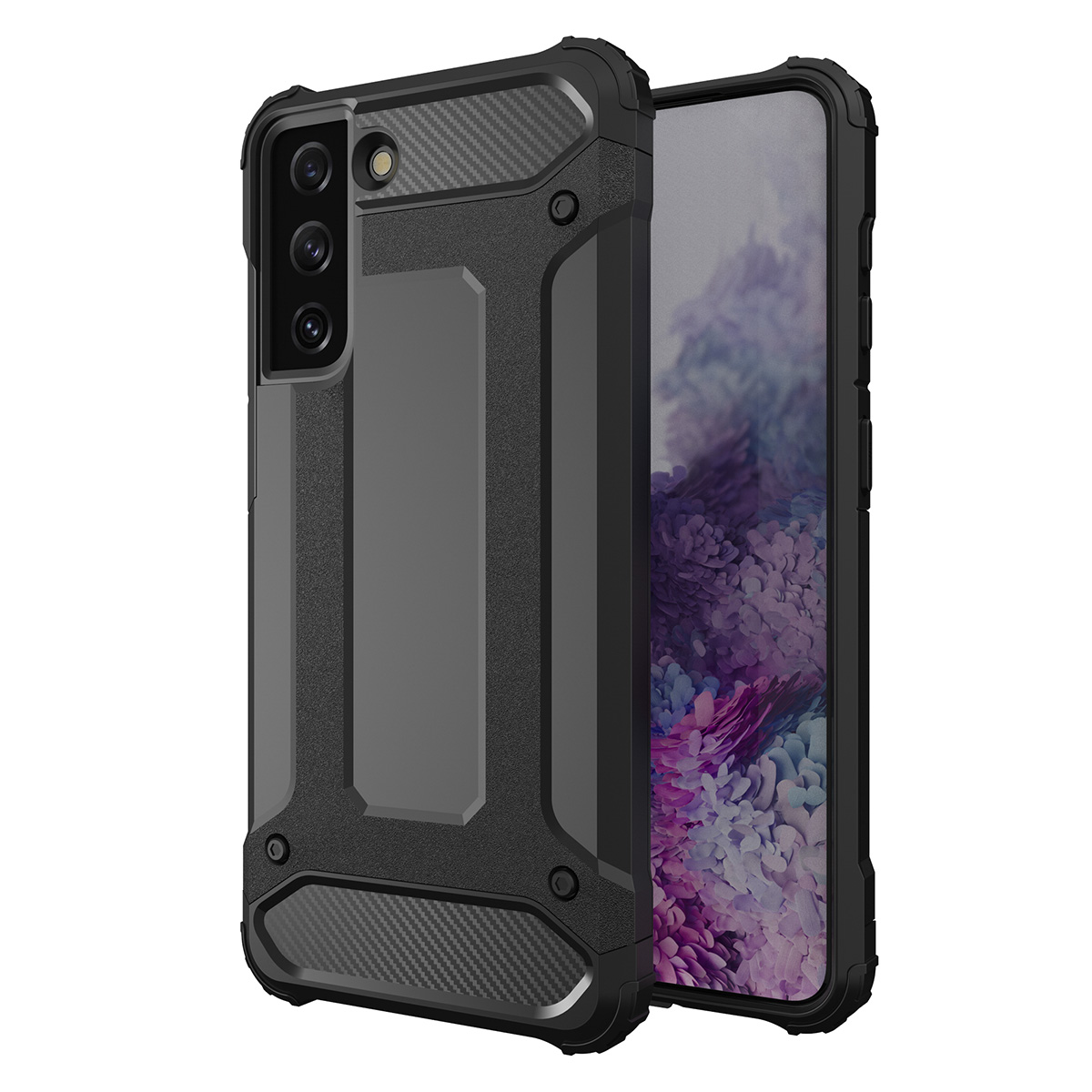 Hybrid Armor suojakuori Samsung Galaxy S23+:lle panssaroitu hybridikuori musta