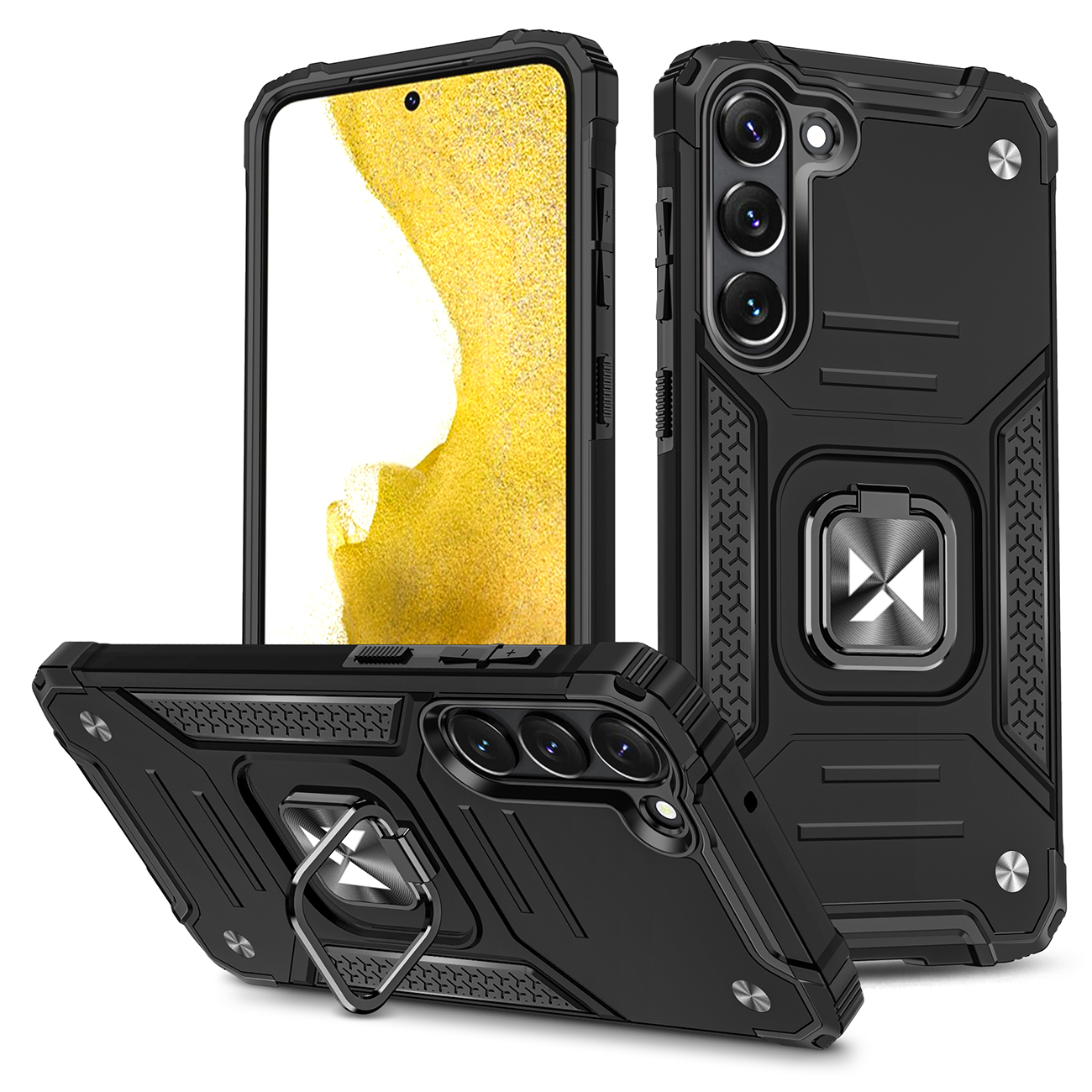Wozinsky Ring Armor suojakuori Samsung Galaxy S23+:lle panssaroitu kuori magneettinen pidike rengas musta