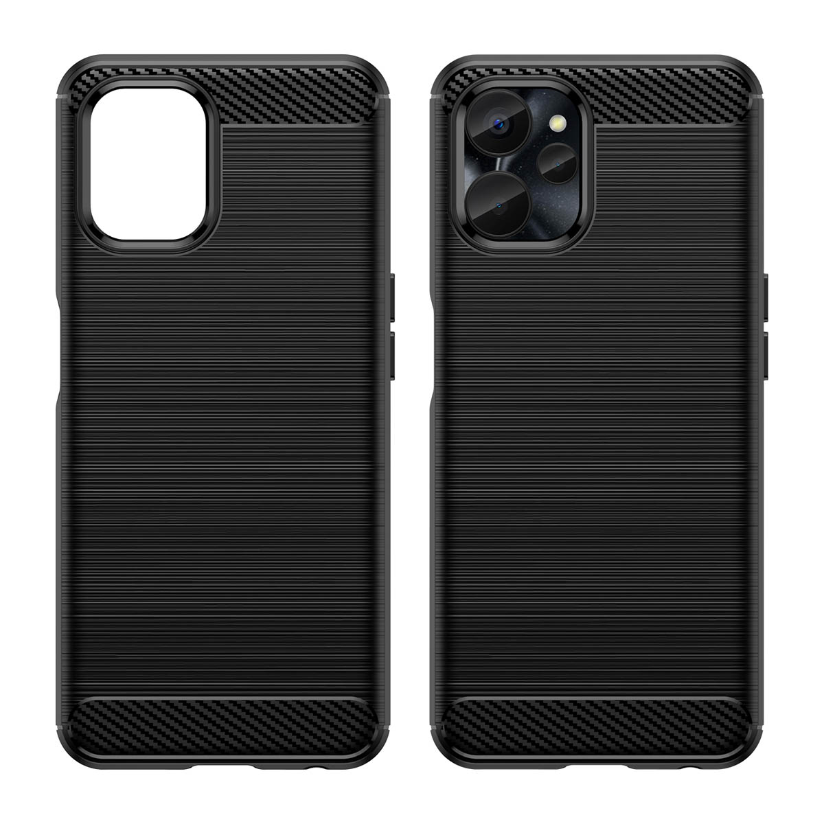 Carbon Case suojakuori Realme 10 5G / Realme 9i 5G:lle joustava silikoninen hiilikuitukuori musta