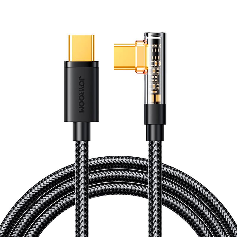 Joyroom Gaming kaapeli S-CC100A6 USB-C (kulmikas) / USB-C (suora) 100W 1.2m - musta
