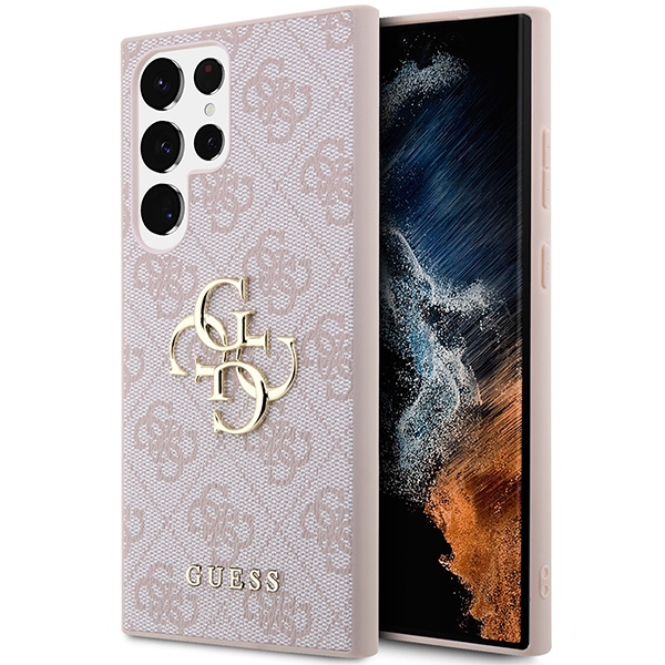 Guess GUHCS23L4GMGPI S23 Ultra S918 vaaleanpunainen/vaaleanpunainen kovakuori 4G Big Metal Logo