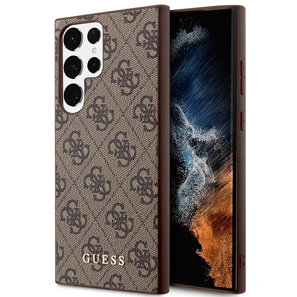 Guess GUHCS23LG4GFBR S23 Ultra S918 ruskea/ruskea kovakuori 4G Metal Gold Logo