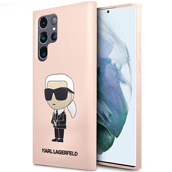 Karl Lagerfeld KLHCS23LSNIKBCP Samsung S23 S918 Ultra kovakuori vaaleanpunainen/vaaleanpunainen Silikoninen Ikonik