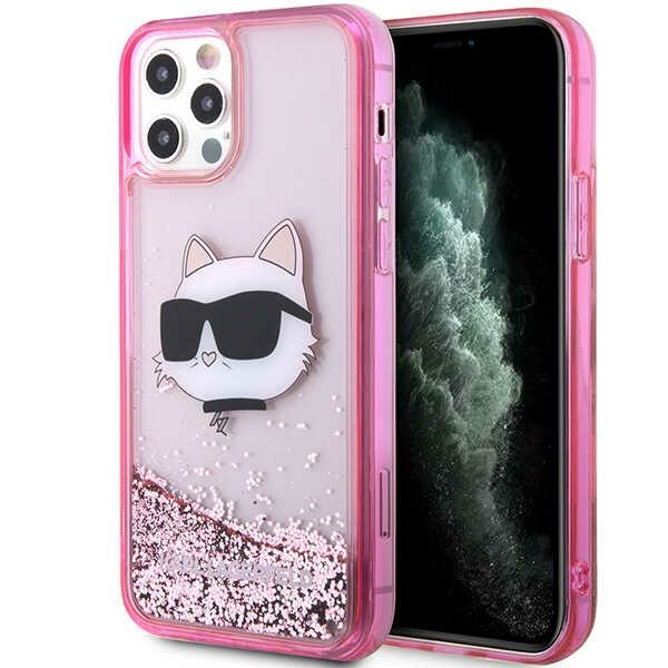 Karl Lagerfeld KLHCP12MLNCHCP iPhone 12 / 12 Pro 6.1" vaaleanpunainen/vaaleanpunainen kovakuori Glitter Choupette Head