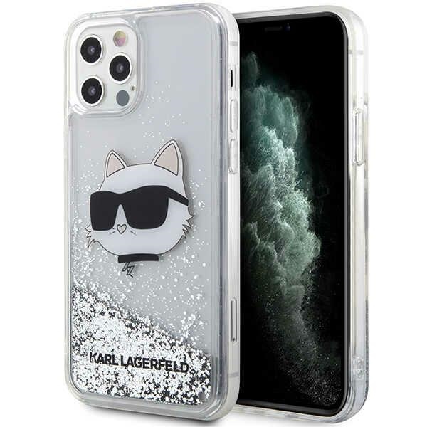 Karl Lagerfeld KLHCP12MLNHCCS iPhone 12 / 12 Pro 6.1" hopeinen/hopeinen kovakuori Glitter Choupette Head