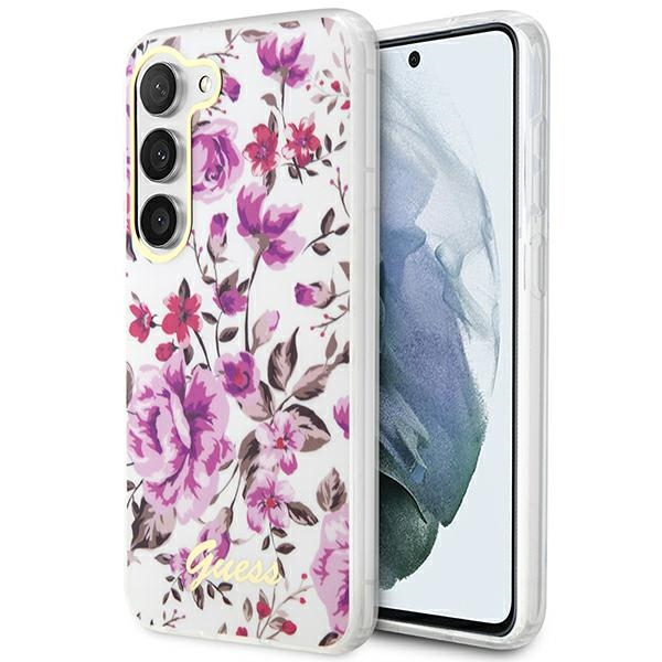 Guess GUHCS23MHCFWST S23+ S916 valkoinen/valkoinen kovakuori Flower Collection