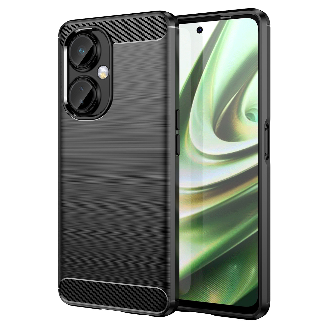 Carbon Case Suojakuori OnePlus Nord CE 3:lle joustava silikoni hiilikuori musta