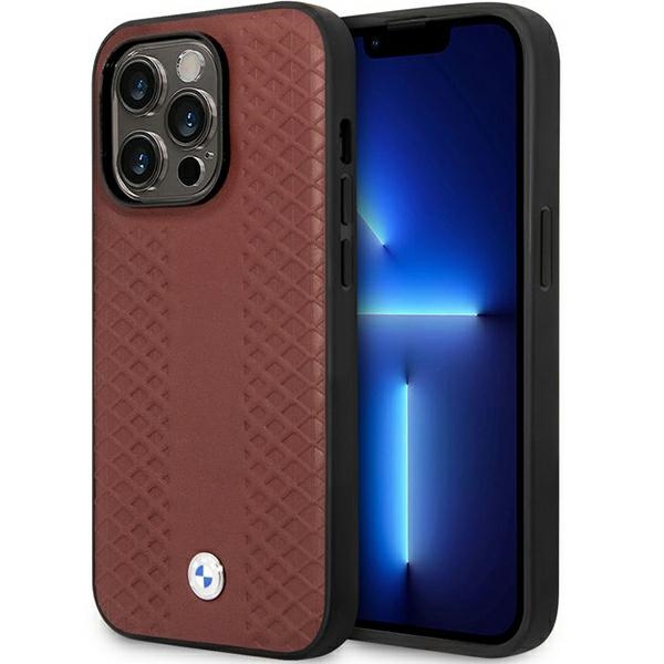 BMW BMHCP14L22RFGR Suojakuori iPhone 14 Pro 6.1" Burgundy/burgundy Nahkainen Diamond Pattern