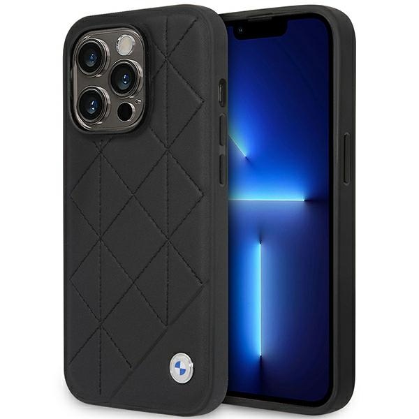 BMW BMHCP14L22RQDK Suojakuori iPhone 14 Pro 6.1" musta/musta Nahkainen Quilted