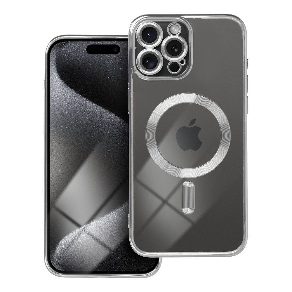 Suojakuori iPhone 15 PRO MAX:lle Electro Mag Cover yhteensopiva MagSafe-version kanssa hopeinen