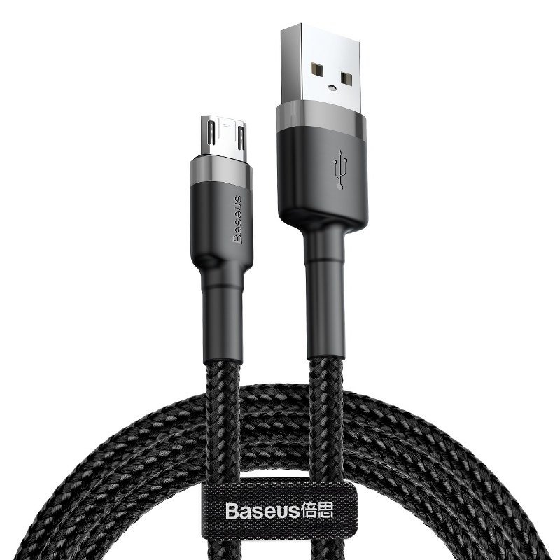 USB-kaapeli Baseus Cafule microUSB 1,0m 2,4A harmaa-musta CAMKLF-BG1