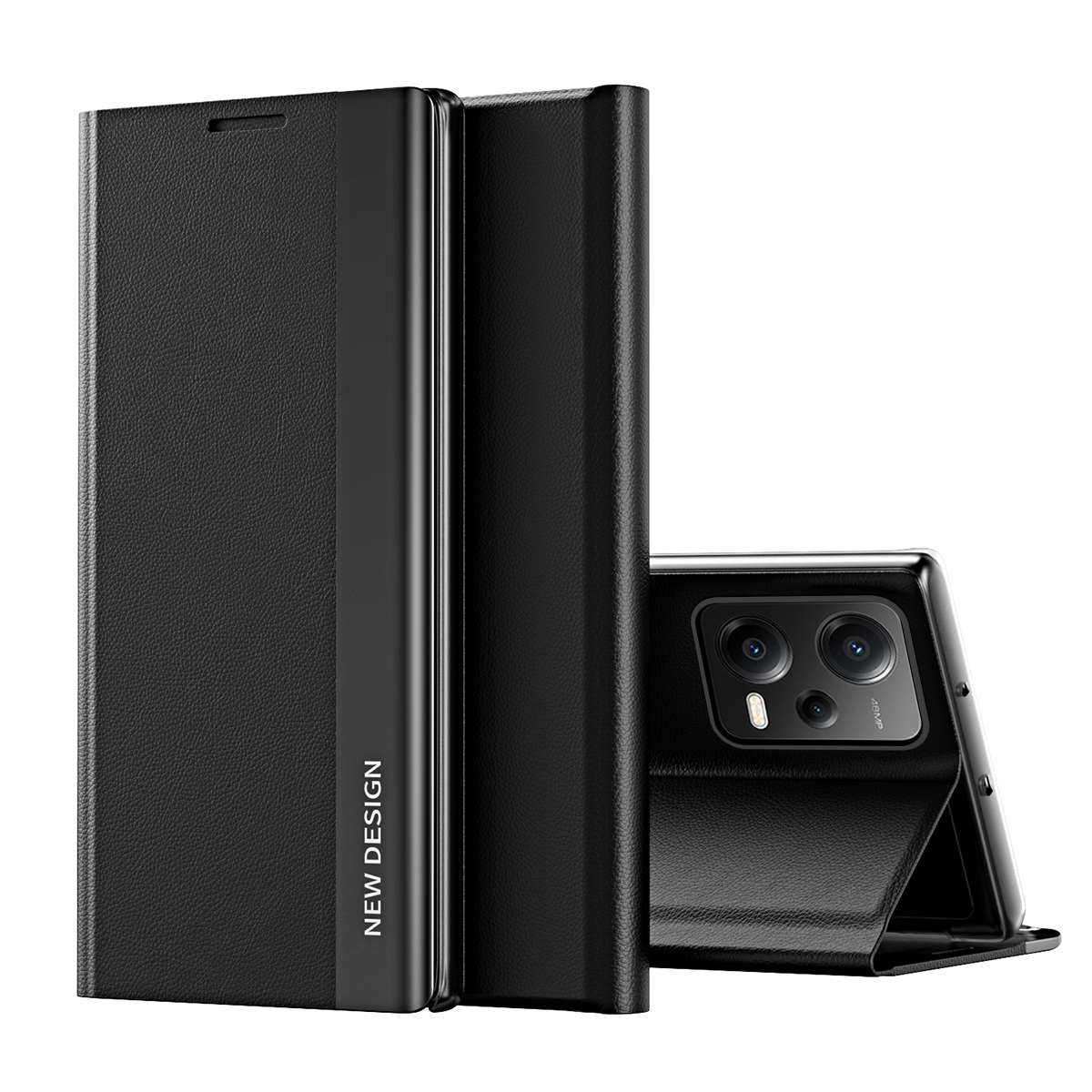 Sleep Case Pro Suojakuori Xiaomi Redmi Note 12 5G / Poco X5 5G:lle kippujalustan kanssa musta