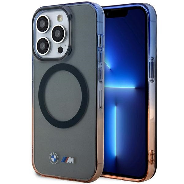 BMW BMHMP14LHTGE Suojakuori iPhone 14 Pro 6.1" harmaa/harmaa hardcase Gradient Bumper MagSafe
