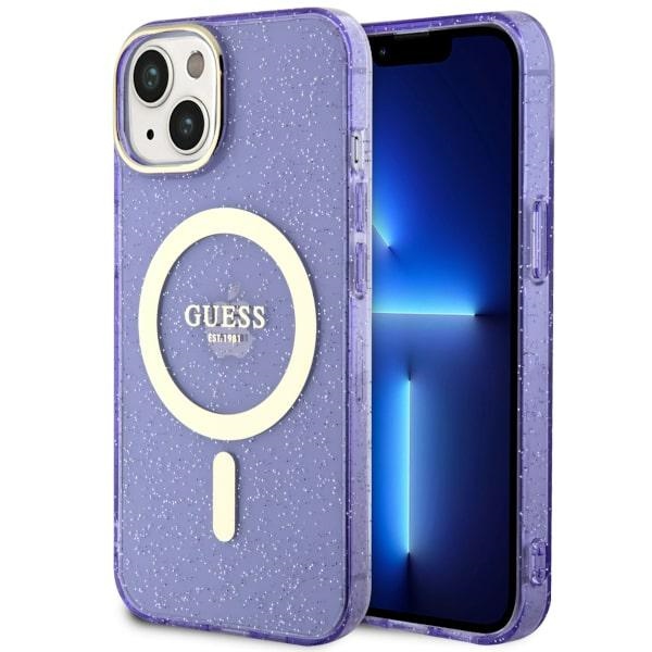Guess GUHMP14MHCMCGU iPhone 14 Plus 6.7 violetti/violetti suojakuori Glitter Gold MagSafe