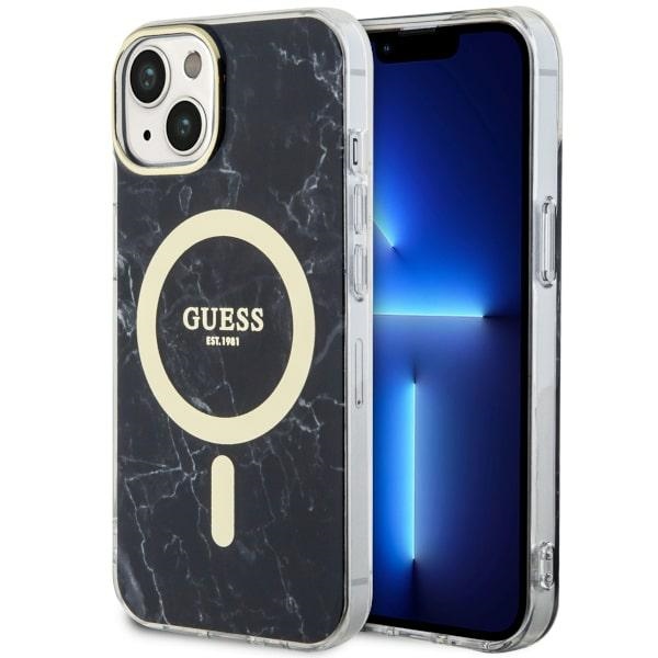 Guess GUHMP14MPCUMAK iPhone 14 Plus 6.7 musta/musta suojakuori Marble MagSafe