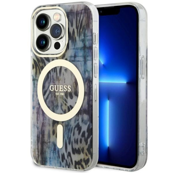 Guess GUHMP14XHLEOPWB iPhone 14 Pro Max 6.7 sininen/sininen suojakuori Leopard MagSafe