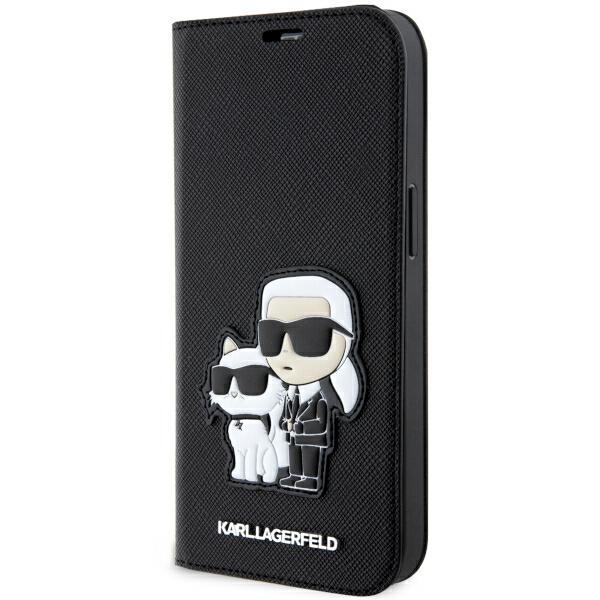 Karl Lagerfeld KLBKP14LSANKCPK iPhone 14 Pro 6.1 kirjakuori musta/musta Saffiano Karl & Choupette