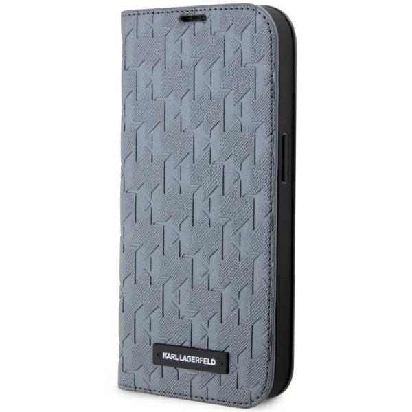 Karl Lagerfeld KLBKP14XSAKLHPG iPhone 14 Pro Max 6.7 kirjakuori hopeinen/hopeinen Saffiano Monogram