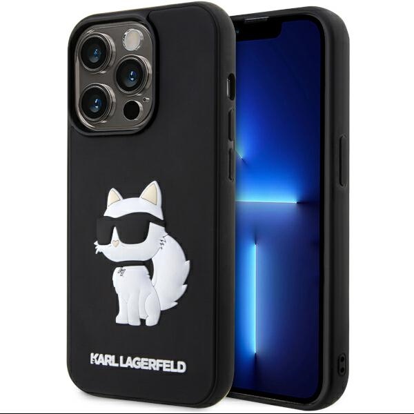 Karl Lagerfeld KLHCP14L3DRKHNK iPhone 14 Pro 6.1 musta/musta suojakuori Rubber Choupette 3D